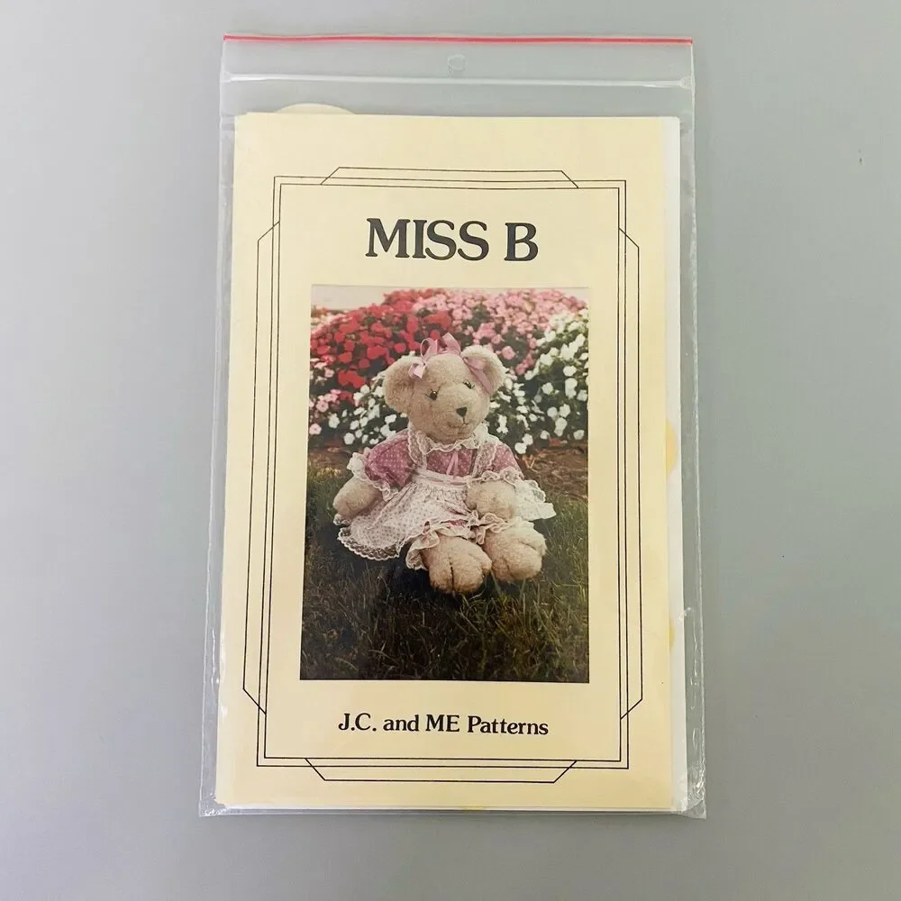 Vintage Miss B Teddy Bear Sewing Pattern JC and ME Patterns 1983 Plush Doll